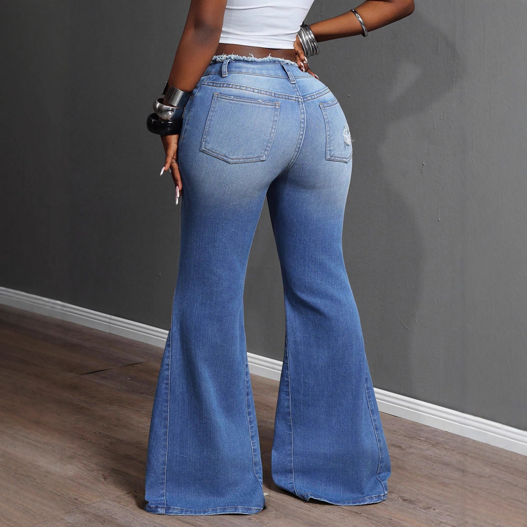 Damen Bootcut Jeans mit ausgefransten Details Drune