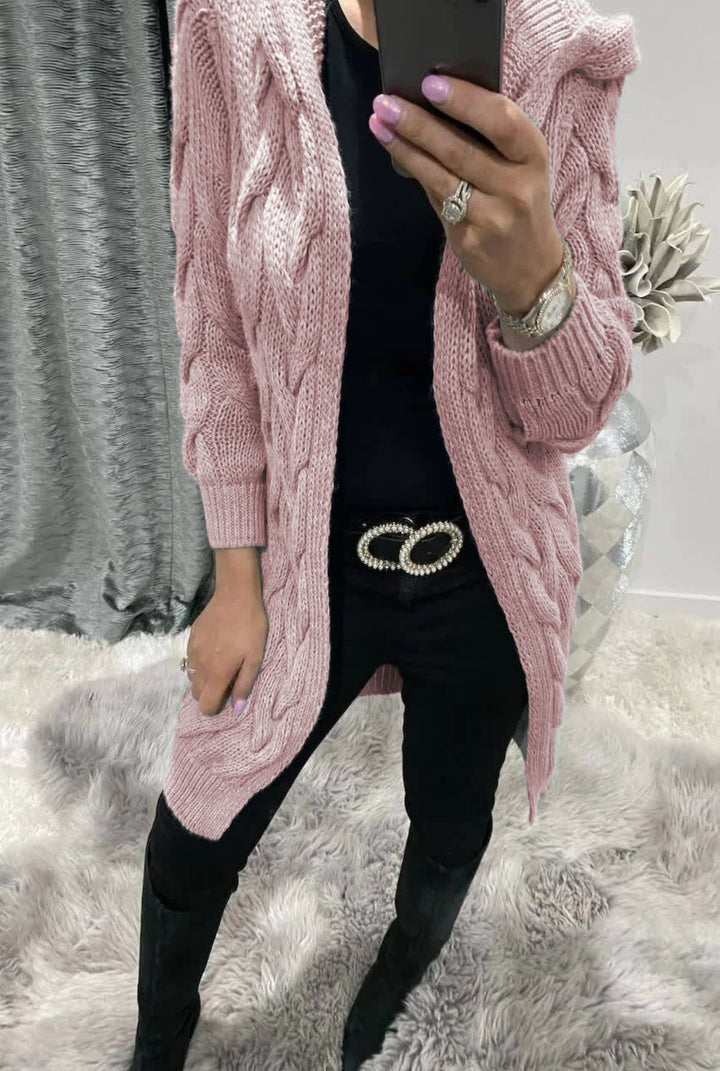Damen Grobstrick-Cardigan mit nostalgischem Zopfdesign und praktischen Taschen Drune