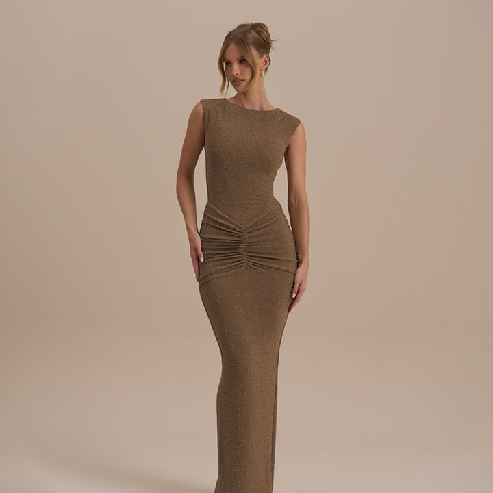 Damen Maxikleid mit elegantem Raffungsdesign und taillierter Silhouette Drune