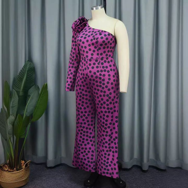 Damen Einseitiger Jumpsuit mit Blumendekor Drune