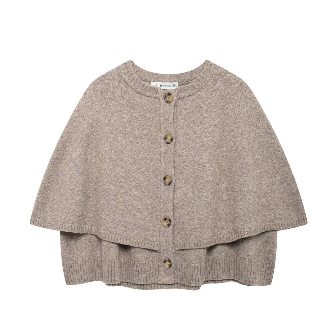 Damen Strick-Cape mit eleganter Knopfleiste Drune