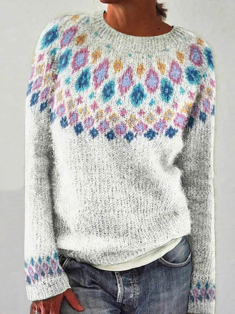 Damen Strickpullover mit lebhaftem Muster und komfortablem Schnitt Drune