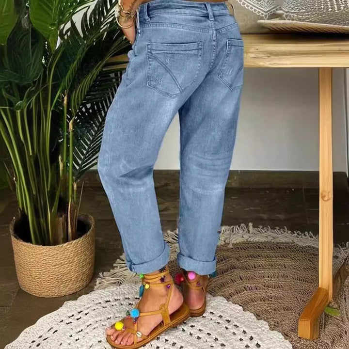 Damen Mom-Jeans mit Knopfverschluss und stylischen Distressed-Details Drune