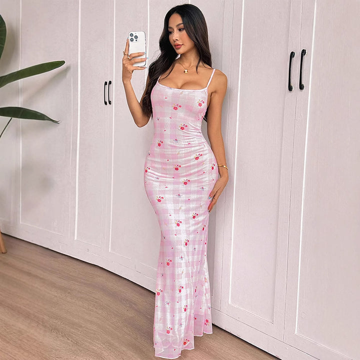 Damen Langarm Maxikleid mit floralem Muster Drune