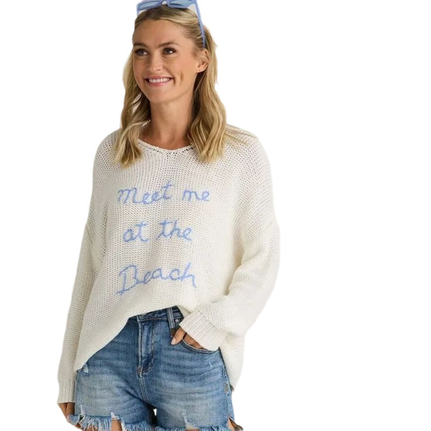 Damen lässiger Pullover mit Surf-Motiv Drune