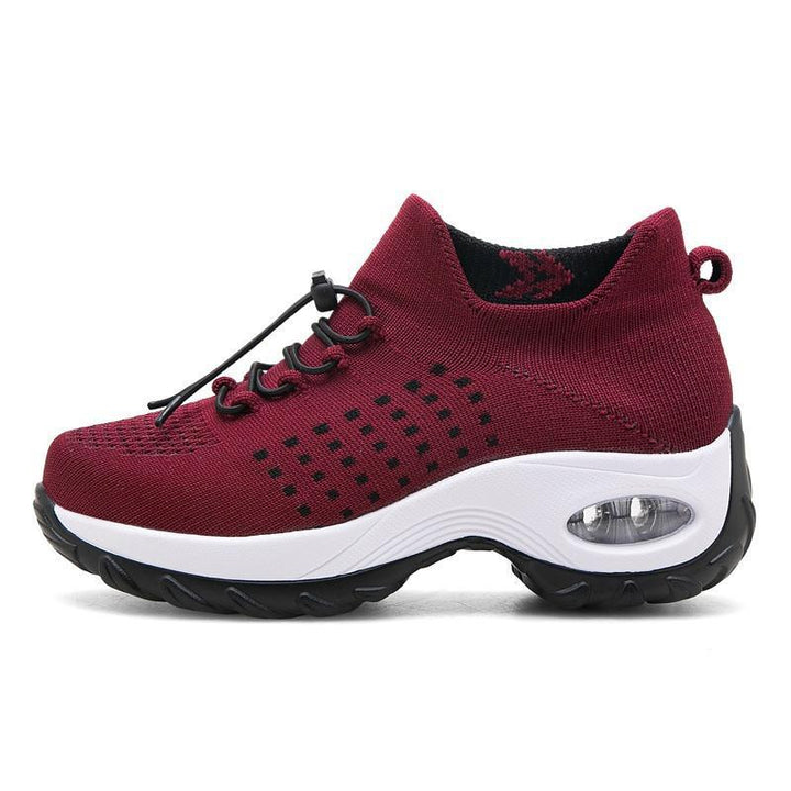 Damen nan leichte atmungsaktive Strick-Sneaker mit Luftkissen und hohem Sockenkragen Drune