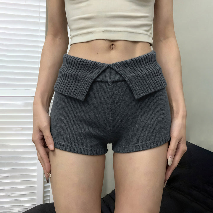 Damen Short mit hohem, komfortablem Bund und strukturiertem Strickdesign Drune