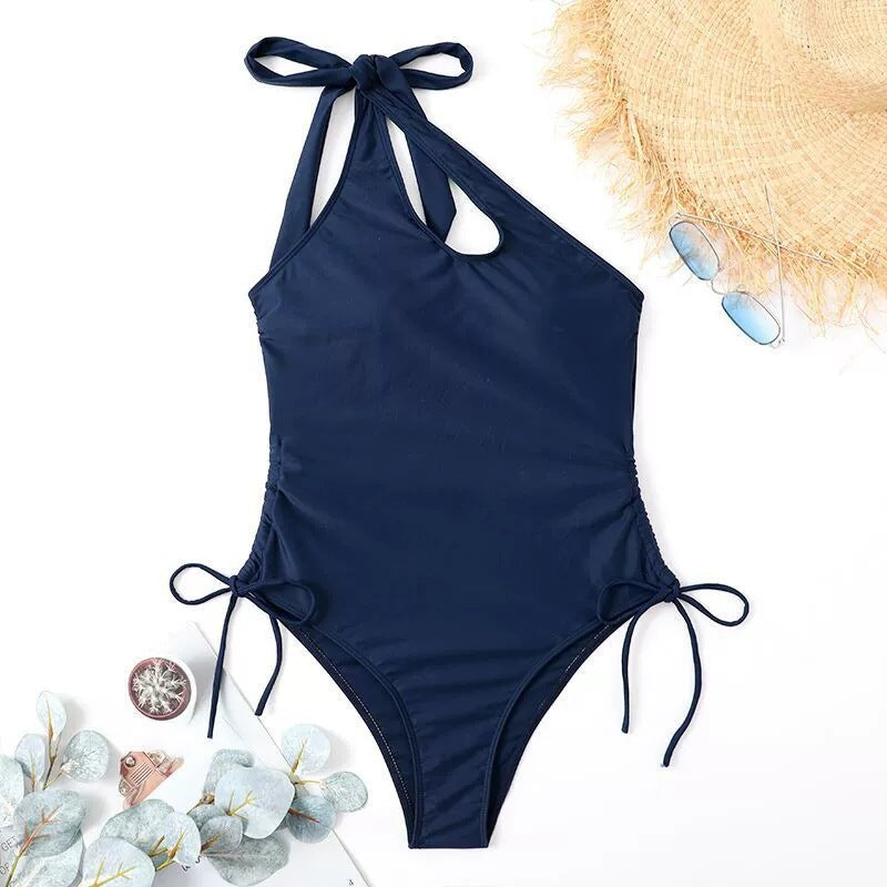 Damen Cut-Out Badeanzug mit hochgeschlossenem Design und verstellbaren Trägern Drune