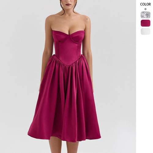 Damen Abendkleid mit strapless Design und voluminösem Rock Drune