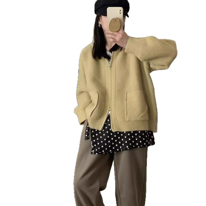 Damen Casual Oversized Strickjacke mit Kapuze und Taschen Drune