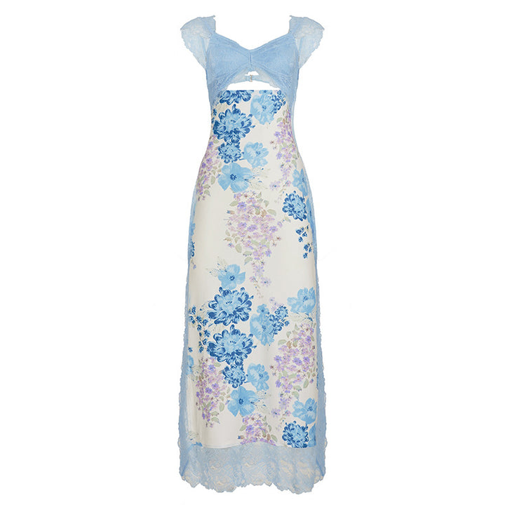 Damen elegantes Nachthemd mit floralen Einsätzen und zarten Spitzenakzenten Drune