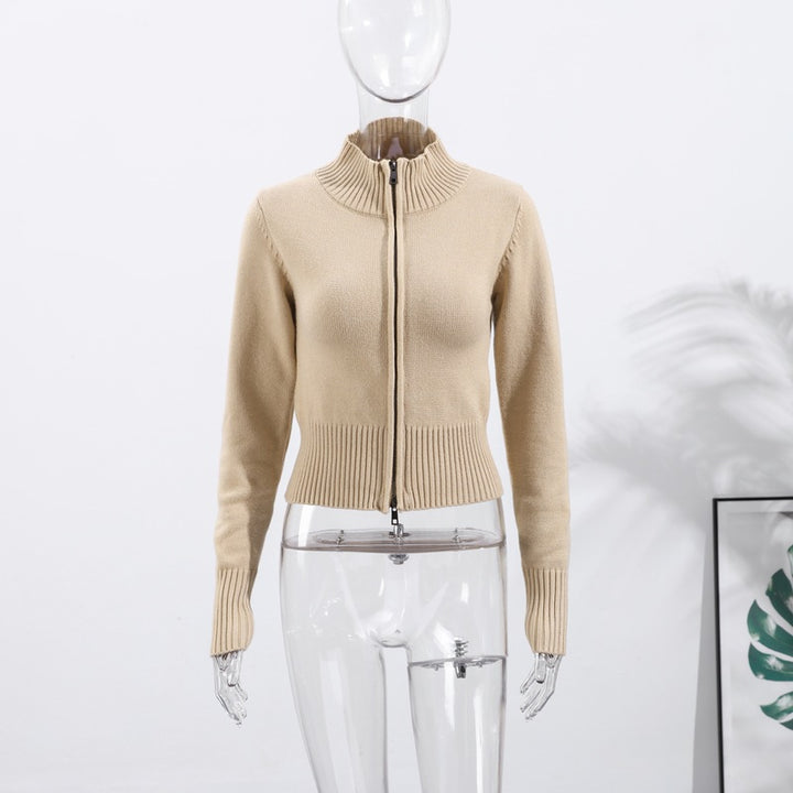 Damen Elegante Strickjacke mit durchgehendem Reißverschluss Drune