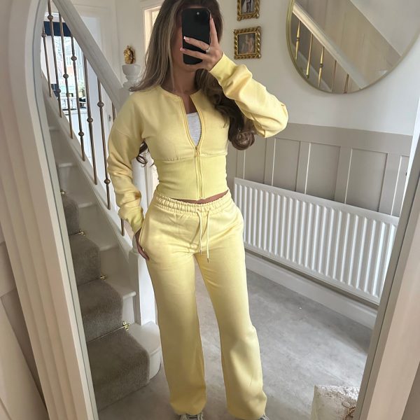 Damen lässiges Zweiteiler-Set mit cropped Jacke und bequemen Pants Drune