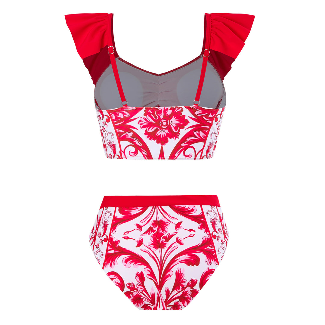 Damen Bikini-Set mit modischem Wickelrock und charmanten Rüschen Drune