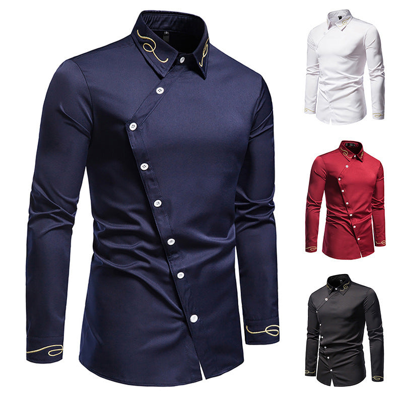 Herren Elegantes Langarmhemd mit dekorativen Knopfdetails Drune