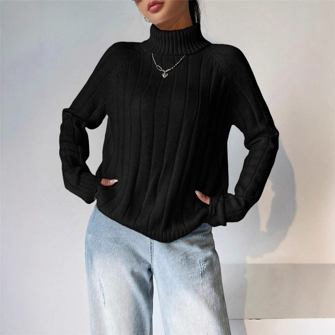 Damen Strickpullover mit hohem Kragen Drune