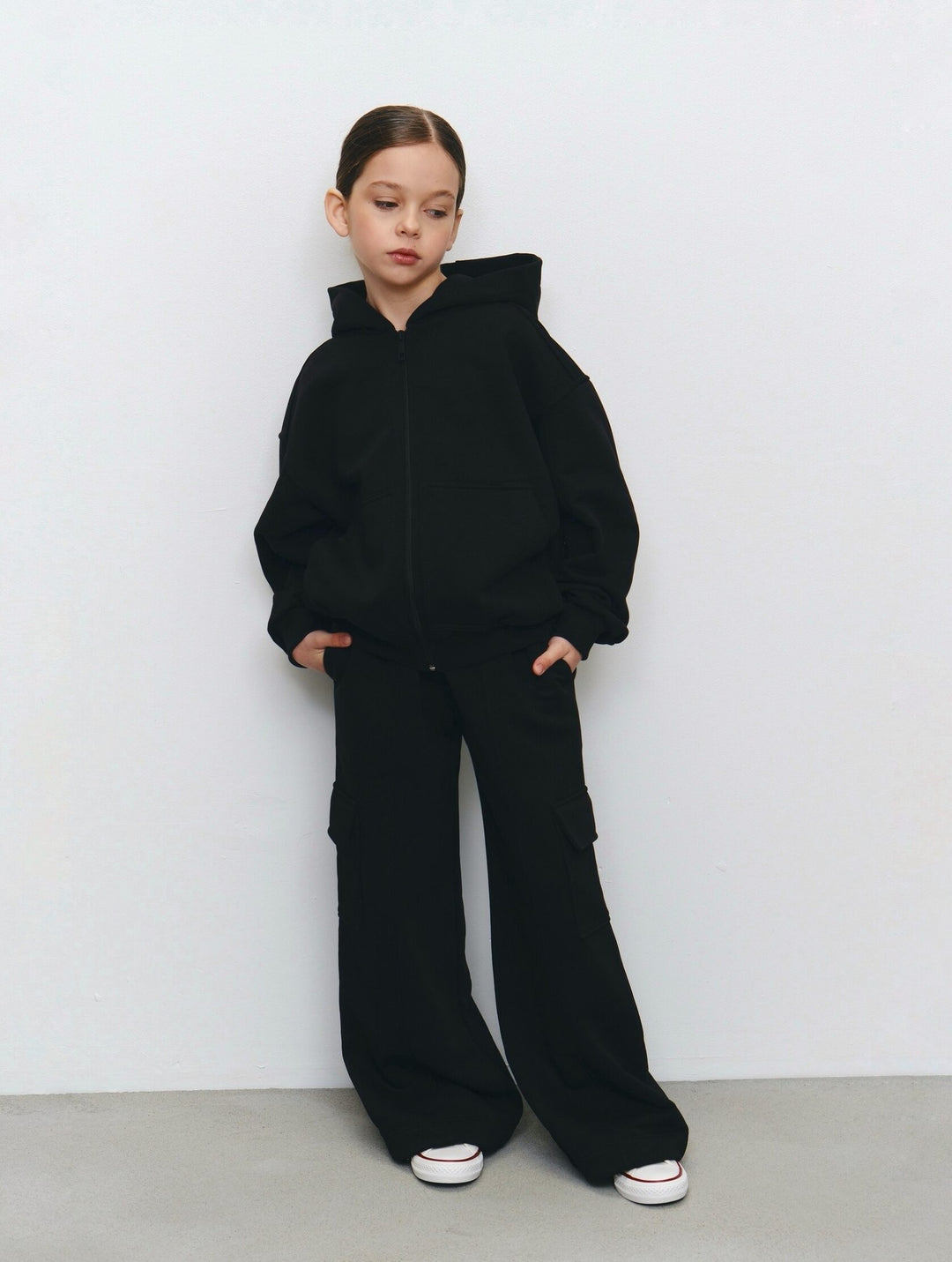Damen lässiger Kapuzenjacke und weiten Jogginghose Set Drune