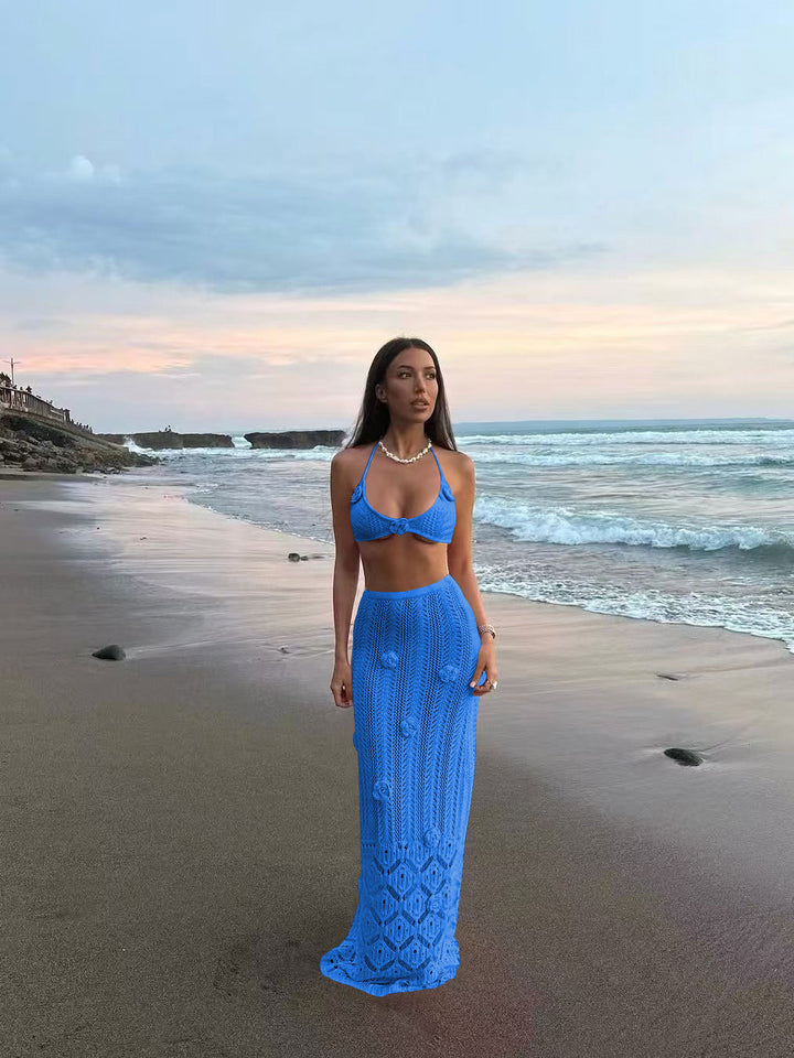 Damen Häkel-Strandkleid mit Kapuzenshirt Drune