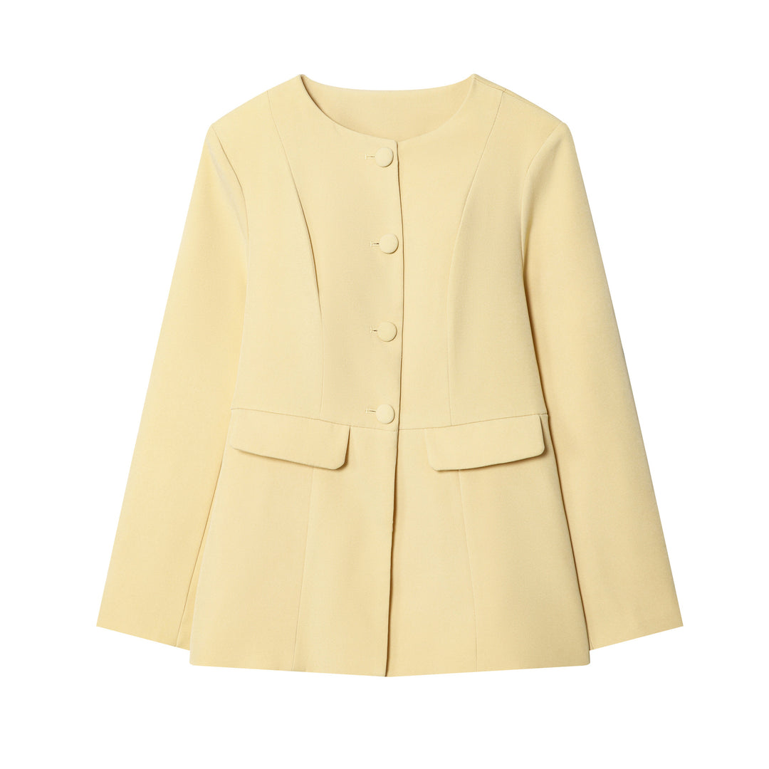 Damen elegante Blazerjacke mit vertieften Taschen und feinen Knopfdetails Drune