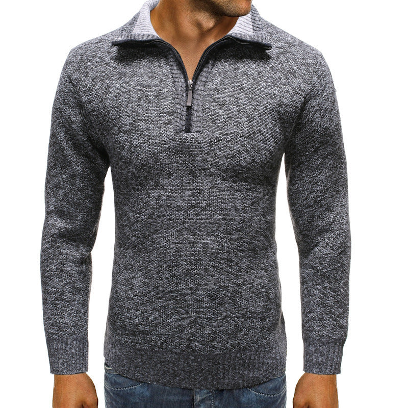 Herren luxuriöser Strickpullover mit modernem Stehkragen und Reißverschluss Drune
