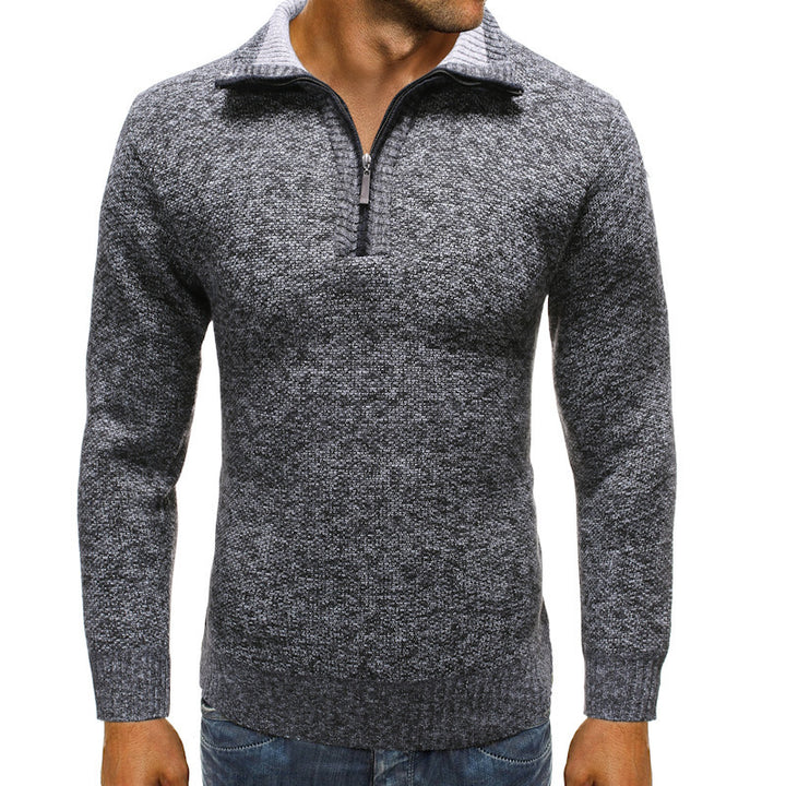Herren luxuriöser Strickpullover mit modernem Stehkragen und Reißverschluss Drune