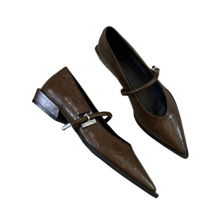 Damen elegante Ballerinas mit zeitgemäßem Riemchen und spitzem Design Drune