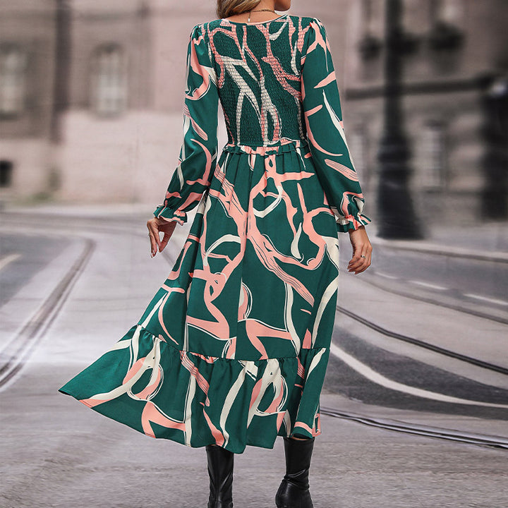 Damen Maxikleid mit elegantem V-Ausschnitt und geschmackvollem Fließschnitt Drune