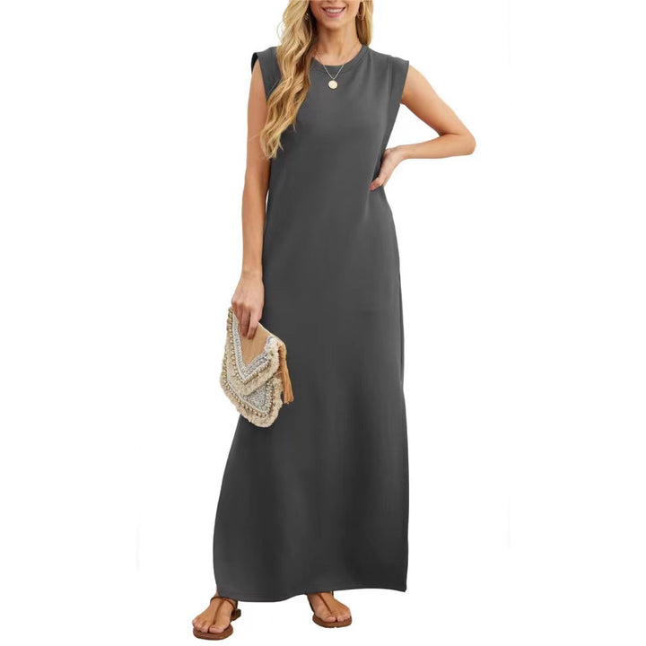 Damen elegantes Maxikleid mit schlichter Silhouette und lässigen Ärmeln Drune