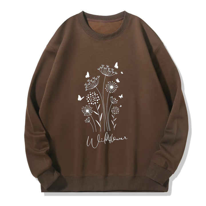 Damen Sweatshirt mit floralem Wildblumenprint und kuscheligem Innenfutter Drune