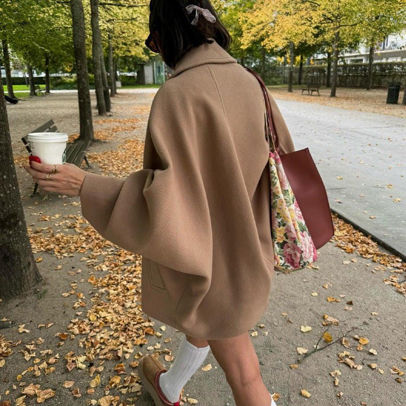 Damen Oversized Wolljacke mit durchgehendem Knopfverschluss und praktischen Taschen Drune