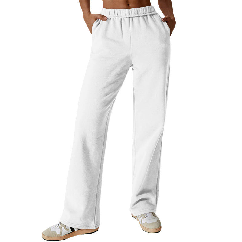 Damen nan weite hochgeschnittene Jogginghose aus weichem Sweat mit elastischem Bund und Eingrifftaschen Drune