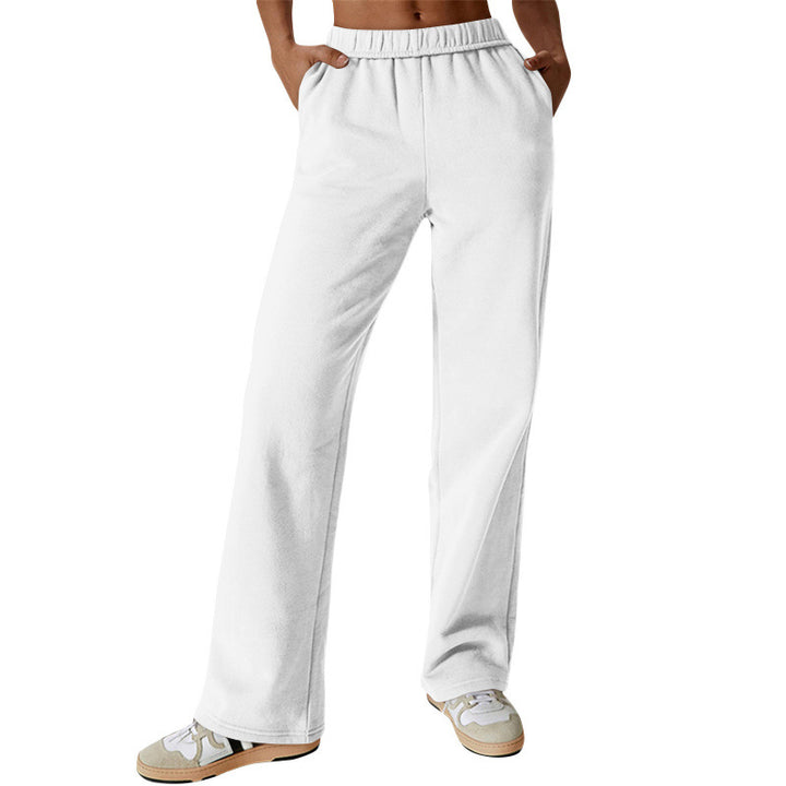 Damen nan weite hochgeschnittene Jogginghose aus weichem Sweat mit elastischem Bund und Eingrifftaschen Drune