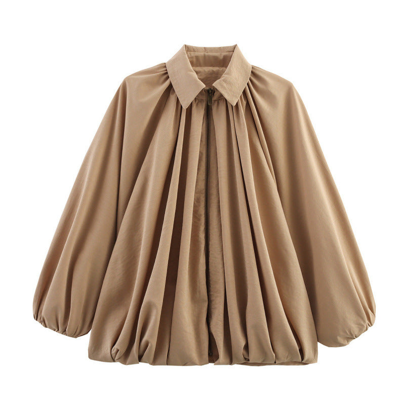 Damen Modische Bluse mit Volants und Reißverschluss Drune