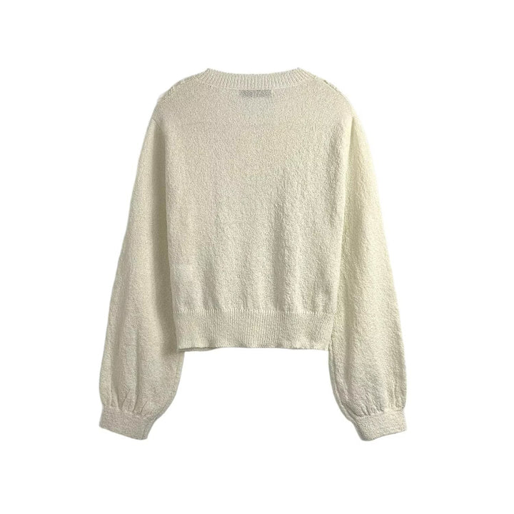 Damen Strickjacke mit aufwendiger Häkelspitze und eleganten Rüschendetails Drune