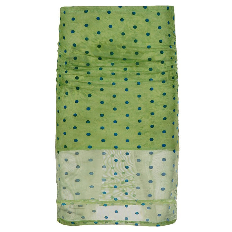 Damen Rüschenrock mit verspieltem Punktedesign und transparentem Saum Drune