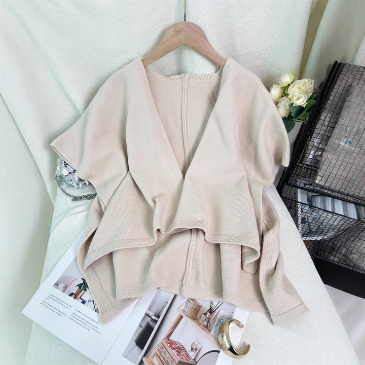 Damen vielseitige Strickjacke mit asymmetrischem Schnitt und tiefem V-Ausschnitt Drune