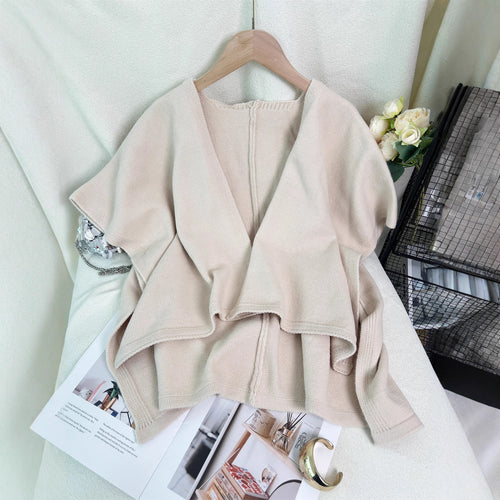 Damen vielseitige Strickjacke mit asymmetrischem Schnitt und tiefem V-Ausschnitt Drune