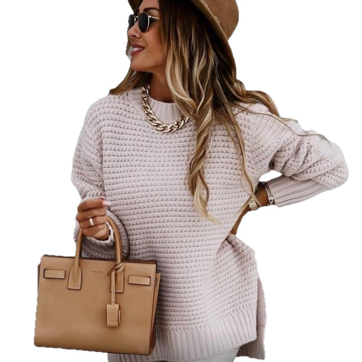 Damen Luxuriöser Strickpullover mit lässigem Schnitt und hohen Bündchen Drune