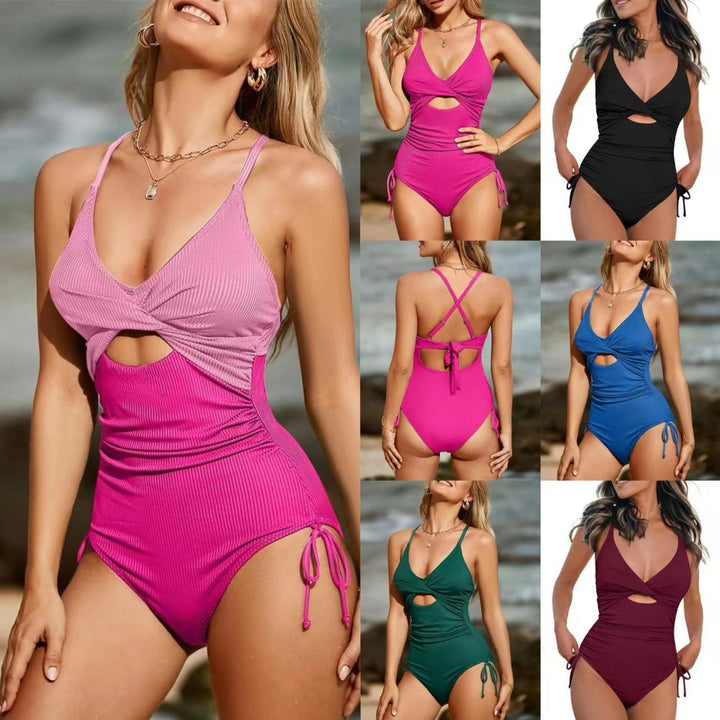 Damen Einteiler Badeanzug mit subtilen Cut-Outs und verstellbaren Trägern Drune