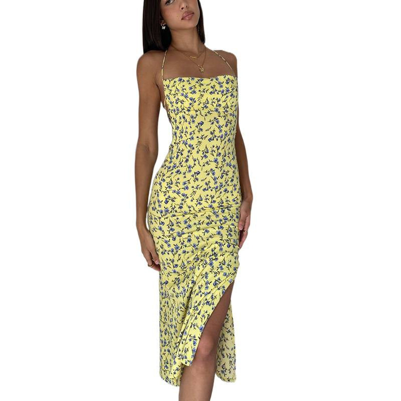 Damen Etuikleid mit floralem Design und eleganten Spaghettiträgern Drune
