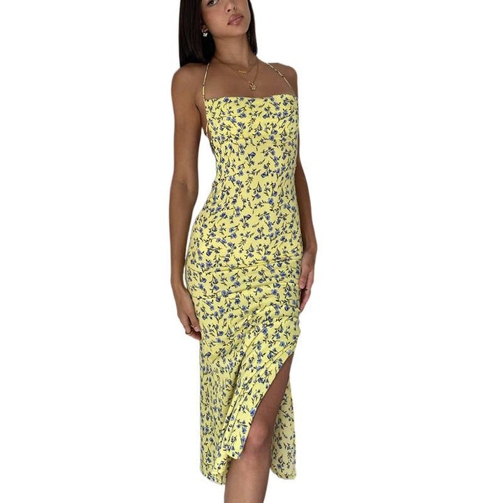 Damen Etuikleid mit floralem Design und eleganten Spaghettiträgern Drune