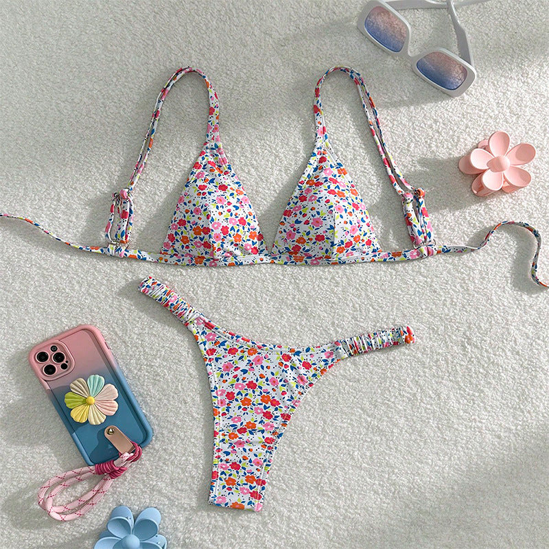 Damen Triangel-Bikini mit verspieltem Blumendesign Drune
