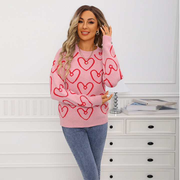 Damen kuscheliger Pullover mit Herzmuster und weichem Material Drune