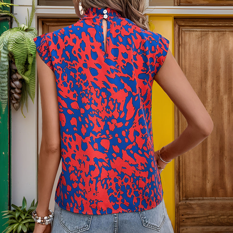 Damen Oberteil mit Kapuze und animalischem Print Drune