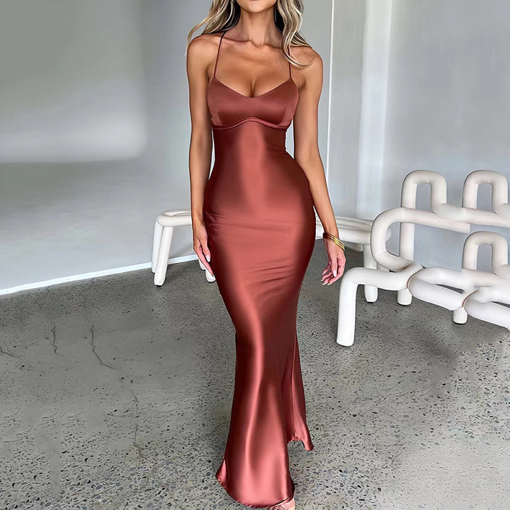 Damen elegantes Kleid mit schmalem Schnitt und trägerloser Silhouette Drune