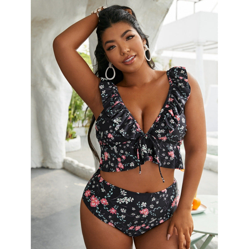 Damen Bikini-Set mit Rüschendesign und verstellbarem Oberteil Drune