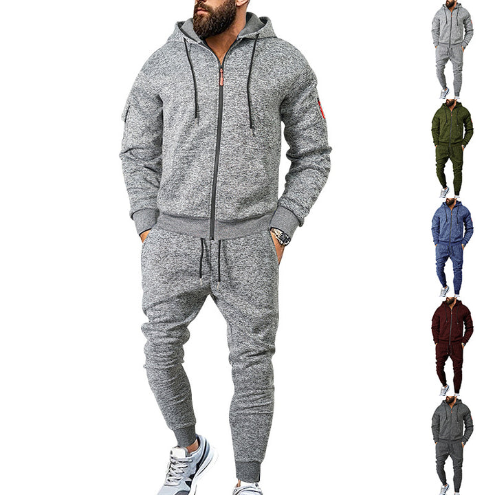 Herren sportliches Zweiteiliges Trainingsanzug mit praktischen Taschen und elastischem Bund Drune