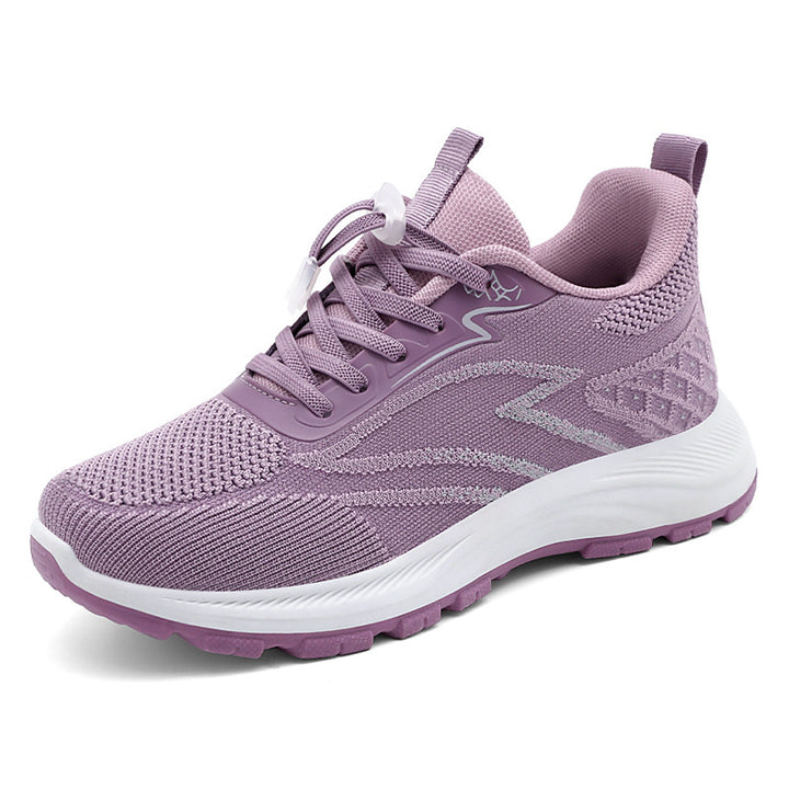 Damen nan atmungsaktiver Strick-Laufsneaker mit Schnellzug-Schnürung, gepolsterter EVA-Zwischensohle und profiliertem Laufsohle Drune