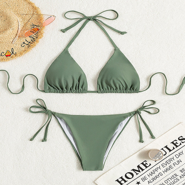 Damen Triangel-Bikini mit verstellbaren Bändern und elastischem Taillenbund Drune
