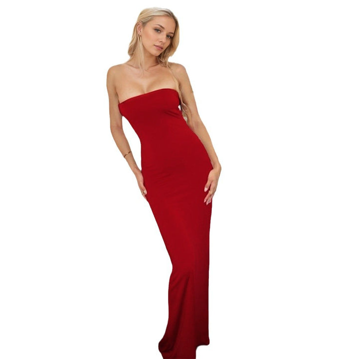 Damen tailliertes Maxikleid mit kniehohem Schlitz und elegantem Design Drune